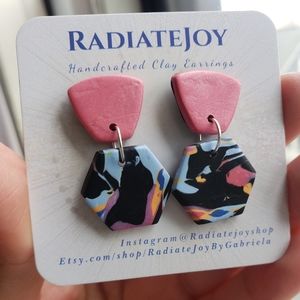 Polymer clay earrings,handcrafted one-of-a-kind. Spring,Summer statement earring